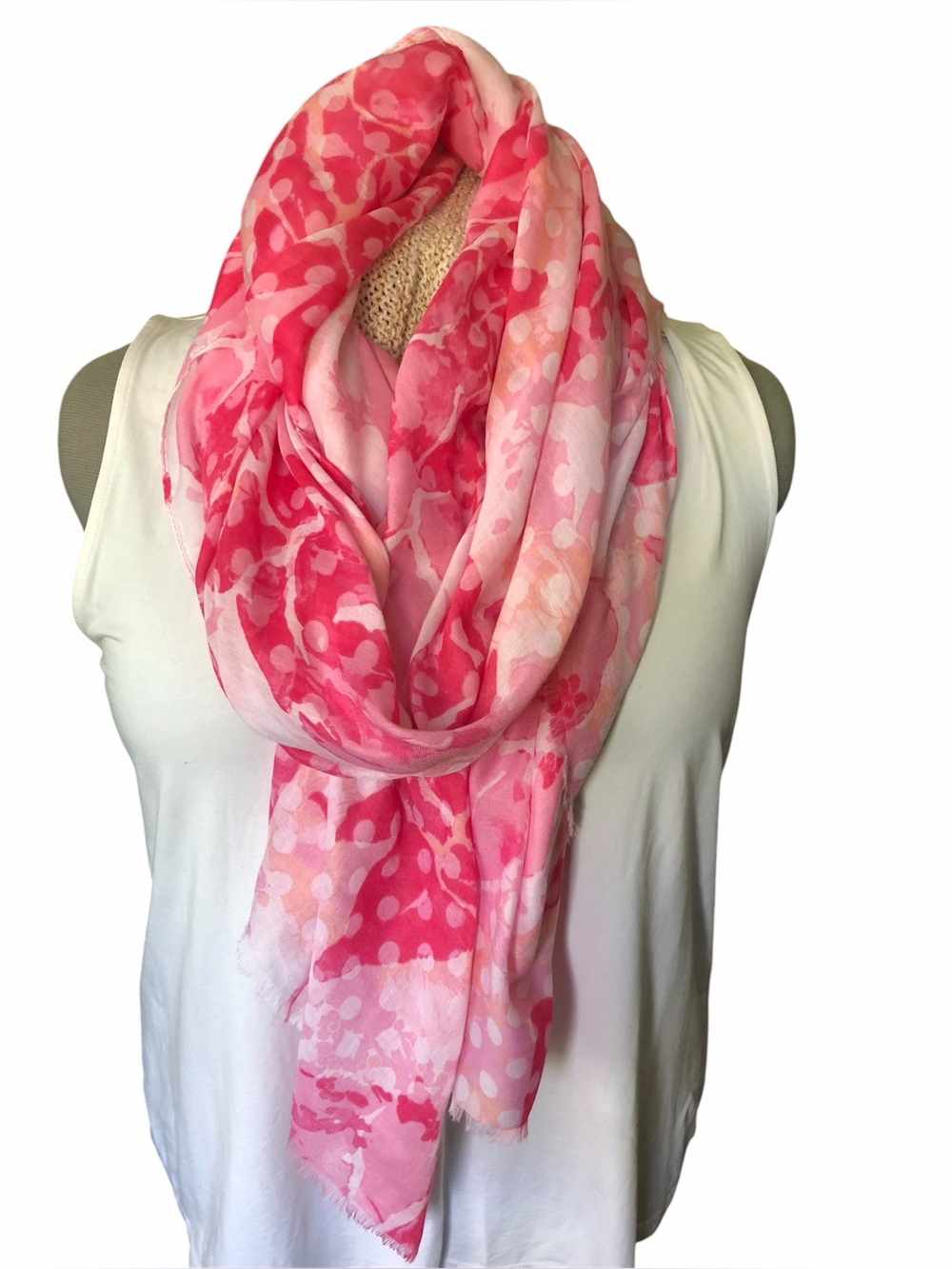 Polka Dot Roses - Pink Scarf